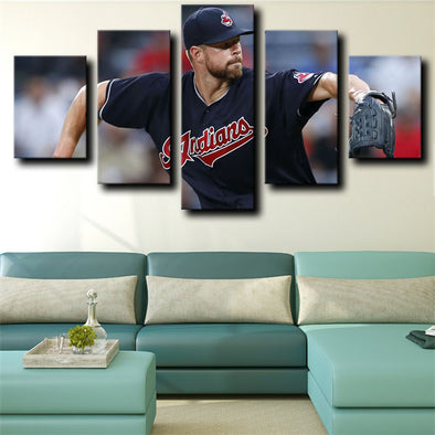 5 panel canvas art framed prints The Tribe Corey kluber wall picture-1229 (1)