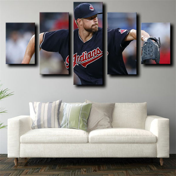 5 panel canvas art framed prints The Tribe Corey kluber wall picture-1229 (3)