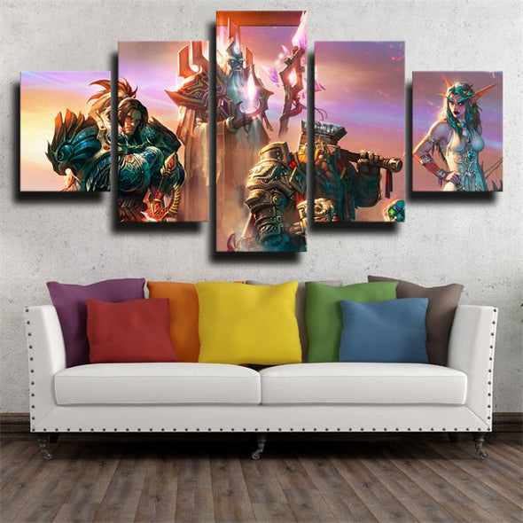 5 panel canvas art framed prints WOW Legion characters live room decor-1211 (1)