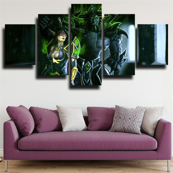 5 panel canvas art framed prints WOW Legion wall picture-1201 (3)