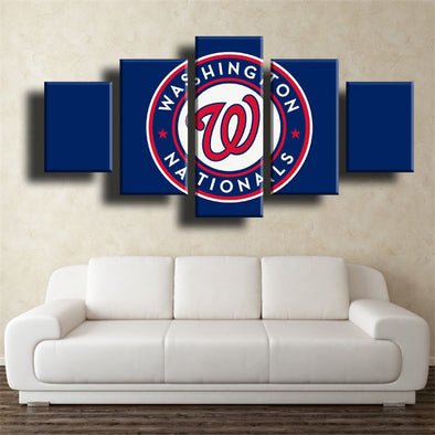 5 panel canvas art framed prints  Washington Nationals logo wall picture1218(1)