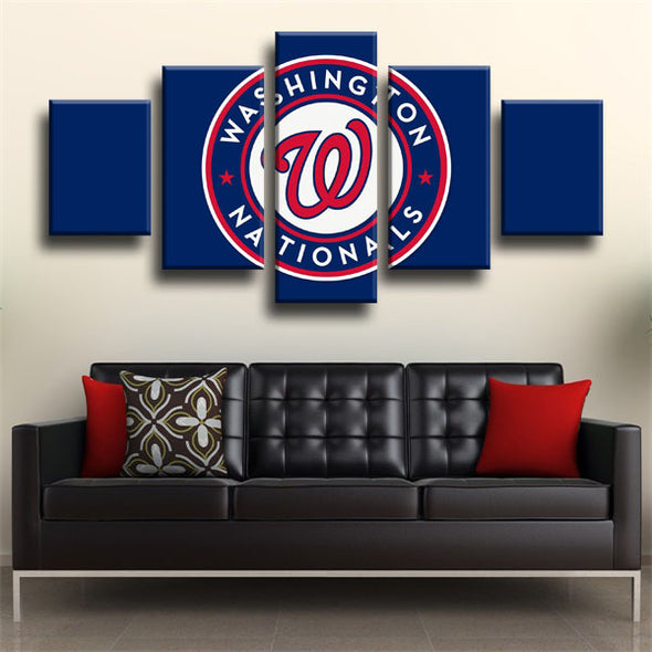 5 panel canvas art framed prints  Washington Nationals logo wall picture1218(2)