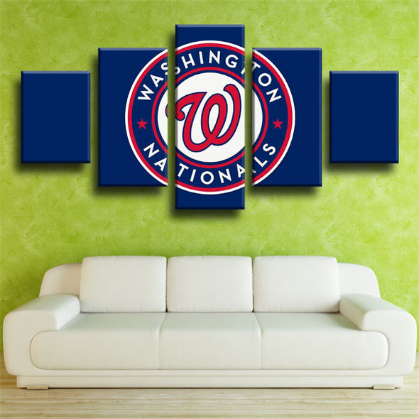 5 panel canvas art framed prints  Washington Nationals logo wall picture1218(4)