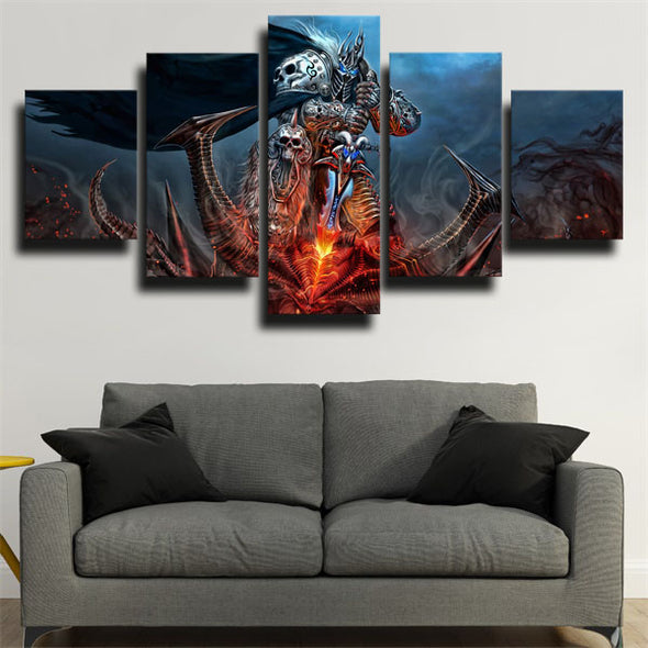 5 panel canvas art framed prints Wrath of the Lich King wall picture-1201 (2)