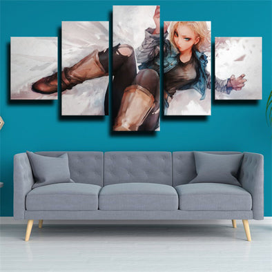 5 panel canvas art framed prints dragon ball Android 18 decor picture-1908 (1)
