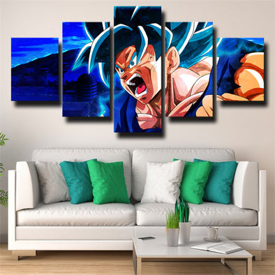 5 panel canvas art framed prints dragon ball Goku angry wall picture-1994 (1)