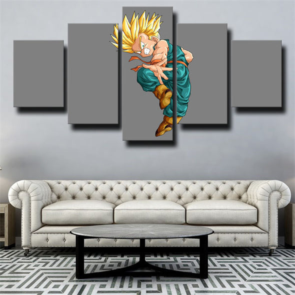 5 panel canvas art framed prints dragon ball Trunks grey home decor-2002 (2)
