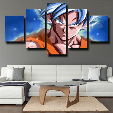 5 panel canvas art framed prints dragon ball blue Goku decor picture-1989 (1)