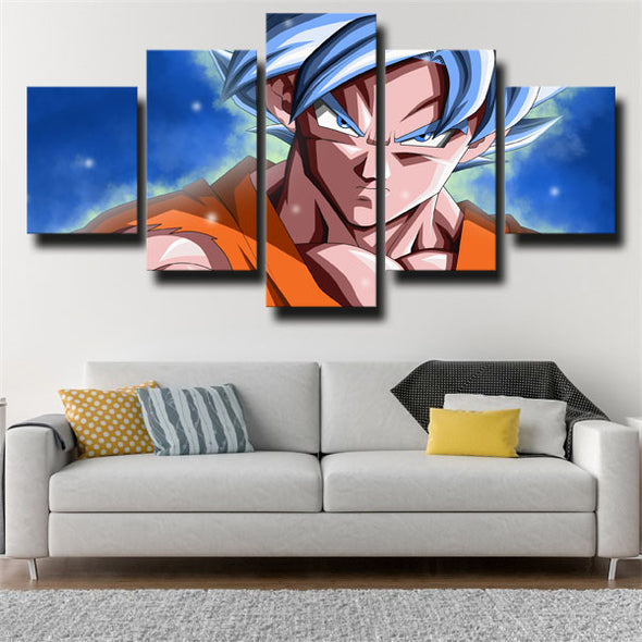 5 panel canvas art framed prints dragon ball blue Goku decor picture-1989 (3)