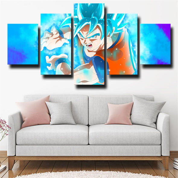 5 panel canvas art framed prints dragon ball blue Son Goku wall decor-1991 (2)