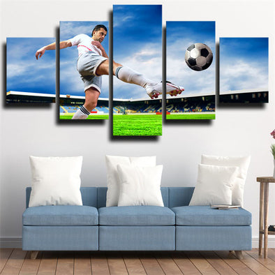 5 panel canvas art framed prints football ball wall picture-1601 (1)