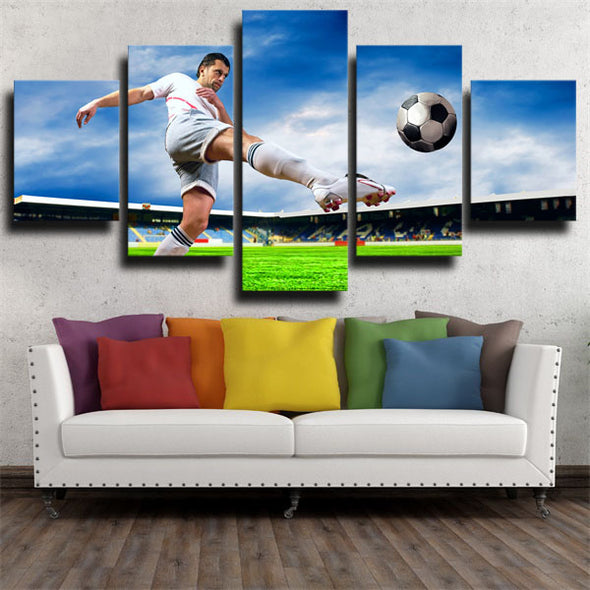 5 panel canvas art framed prints football ball wall picture-1601 (2)