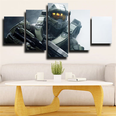 5 panel canvas art framed prints game Halo Master Chief live room decor-1511 (1)