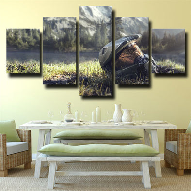 5 panel canvas art framed prints game Halo Master Chief wall decor-1510 (1)