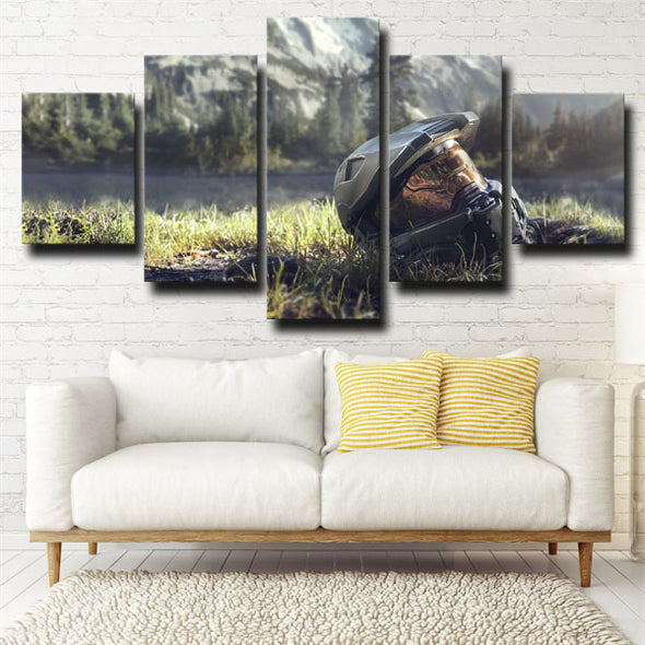 5 panel canvas art framed prints game Halo Master Chief wall decor-1510 (2)