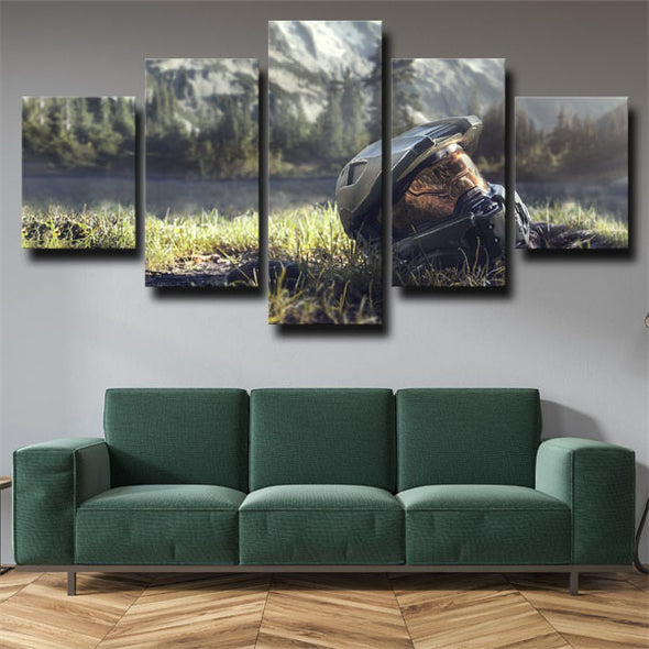 5 panel canvas art framed prints game Halo Master Chief wall decor-1510 (3)