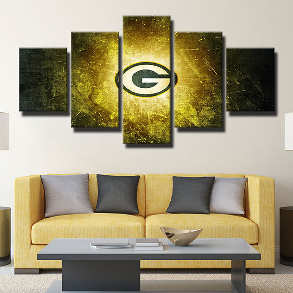 5 panel canvas art framed the Pack Yellow Metallic Sense wall picture-1202 (2)