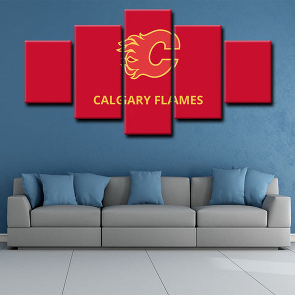 5 panel canvas art  prints  Calgary Flames live room decor1214 (1)