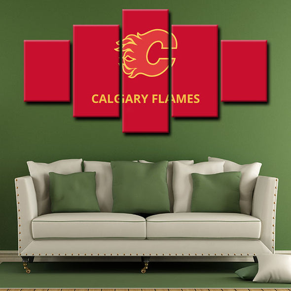 5 panel canvas art  prints  Calgary Flames live room decor1214 (3)