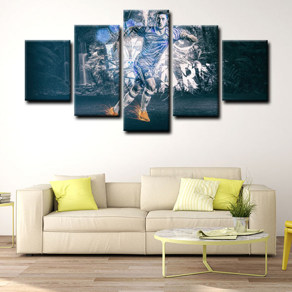 5 panel canvas art  prints  Eden Hazard live room decor1203 (4)