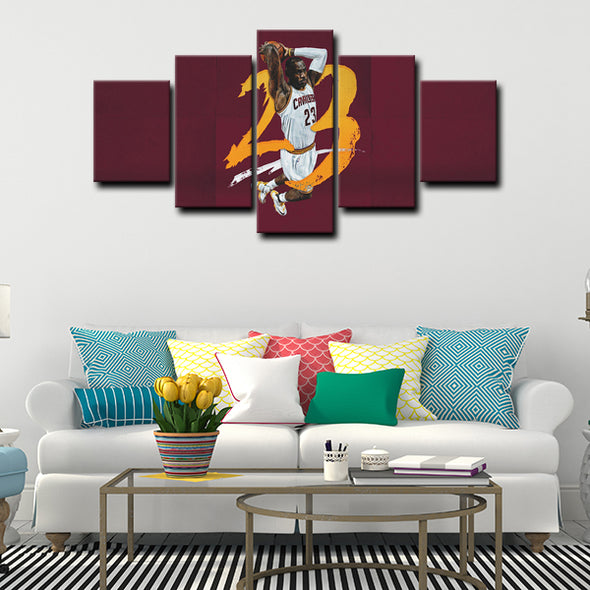 5 panel canvas art  prints Hakan LeBron James live room decor1216 (4)