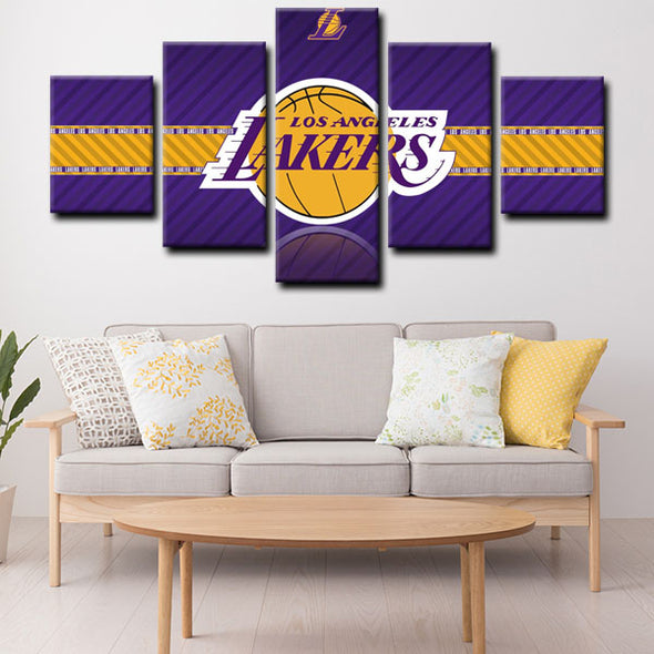  5 panel canvas art  prints  Los Angeles Lakers live room decor1203 (2)