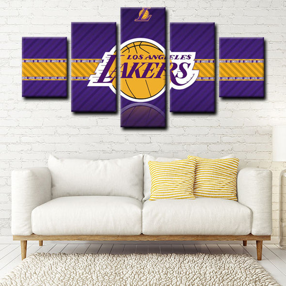  5 panel canvas art  prints  Los Angeles Lakers live room decor1203 (4)