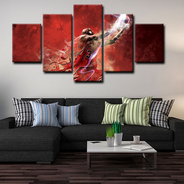 5 panel canvas art  prints  Michael Jordan live room decor1203 (4)