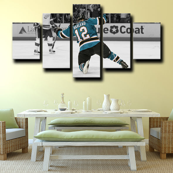 5 panel canvas custom prints San Jose Sharks Marleau home decor-1202 (2)