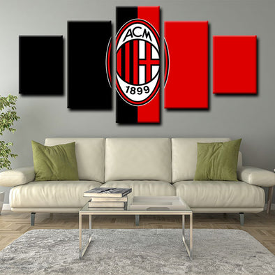 5 panel canvas framed prints AC Milan home decor1202 (1)