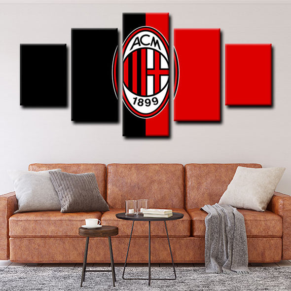5 panel canvas framed prints AC Milan home decor1202 (2)