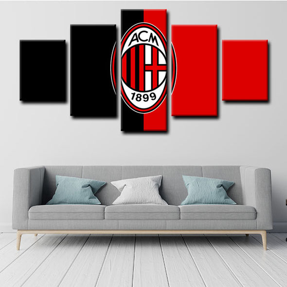 5 panel canvas framed prints AC Milan home decor1202 (3)