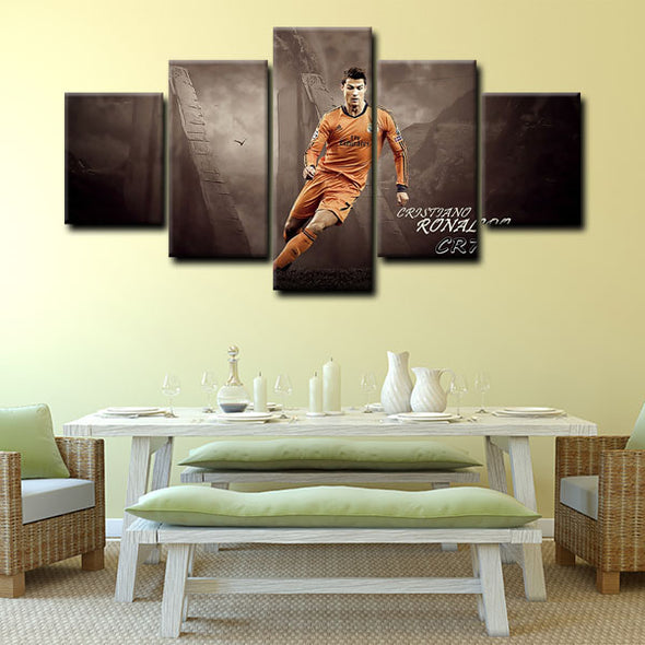 5 panel canvas framed prints Cristiano Ronaldo home decor1202 (1)