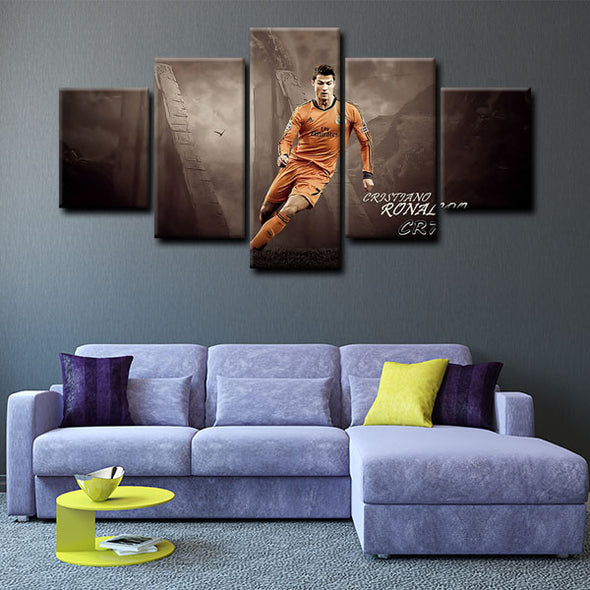 5 panel canvas framed prints Cristiano Ronaldo home decor1202 (2)