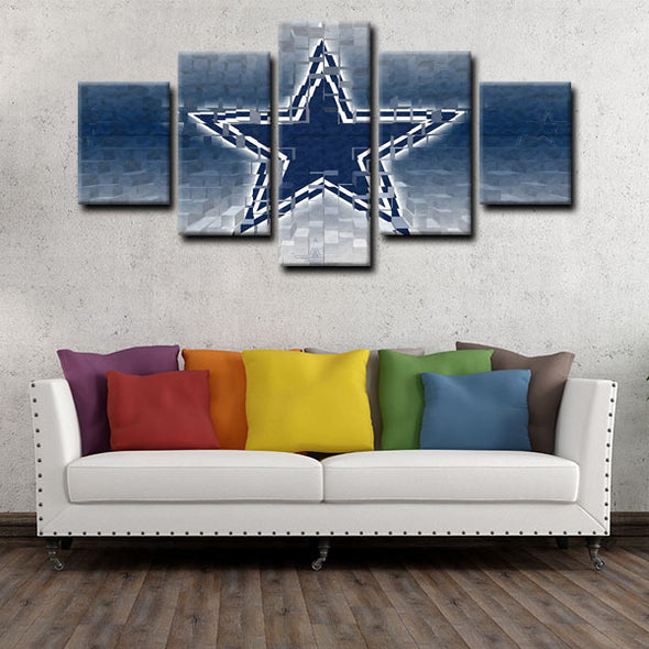 5 panel canvas framed prints Dallas Stars home decor1209 (4)