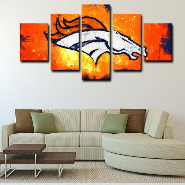  5 panel canvas framed prints Denver Broncos home decor1202 (2)