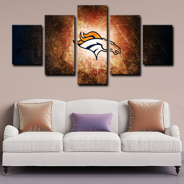 5 panel canvas framed prints Denver Broncos home decor1212 (2)