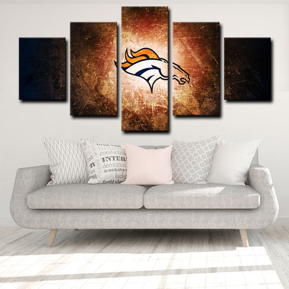 5 panel canvas framed prints Denver Broncos home decor1212 (4)