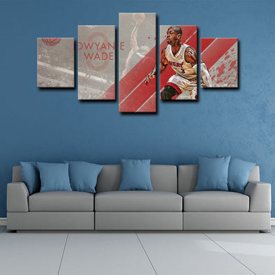 5 panel canvas framed prints Dwyane Wade home decor1208 (1)