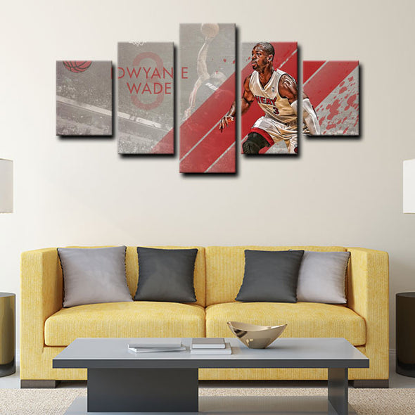 5 panel canvas framed prints Dwyane Wade home decor1208 (3)