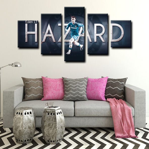 5 panel canvas framed prints Eden Hazard home decor1202 (1)