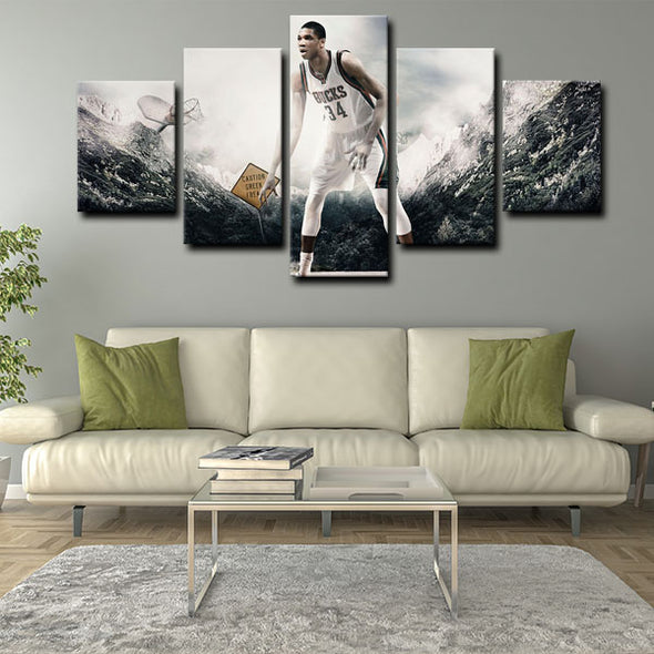 5 panel canvas framed prints Giannis Antetokounmpo home decor1215 (2)
