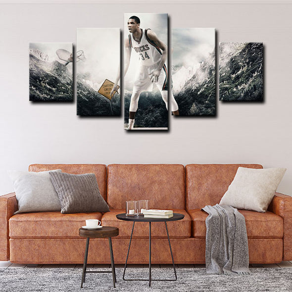 5 panel canvas framed prints Giannis Antetokounmpo home decor1215 (3)