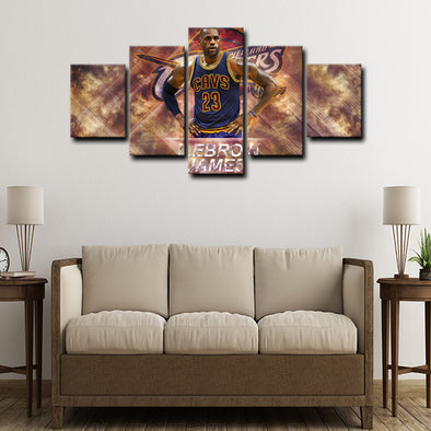 5 panel canvas framed prints LeBron James home decor1215 (1)