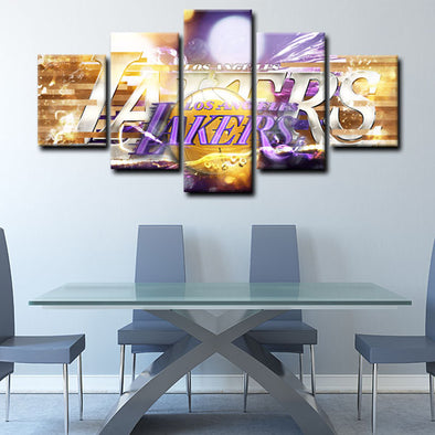 5 panel canvas framed prints Los Angeles Lakers home decor1202 (1)
