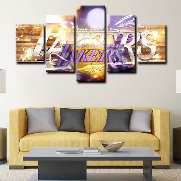 5 panel canvas framed prints Los Angeles Lakers home decor1202 (2)