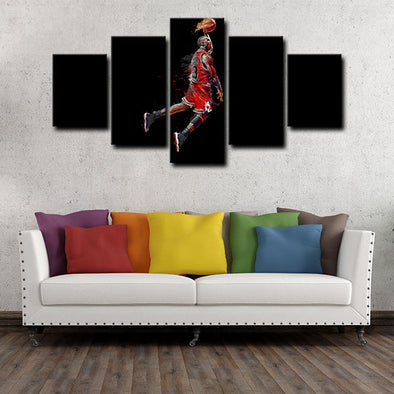 5 panel canvas framed prints Michael Jordan home decor1221 (1)