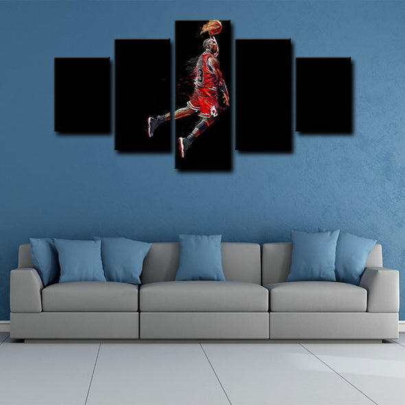 5 panel canvas framed prints Michael Jordan home decor1221 (2)