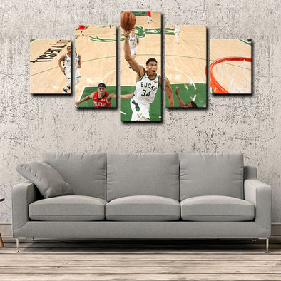 5 panel canvas framed prints Milwaukee Bucks home decor1212 (1)