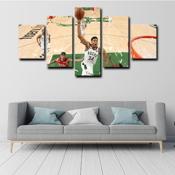 5 panel canvas framed prints Milwaukee Bucks home decor1212 (2)